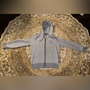 Polo Ralph Lauren Men's Double-Knit Full-Zip Hoodie. Grey. Size medium.